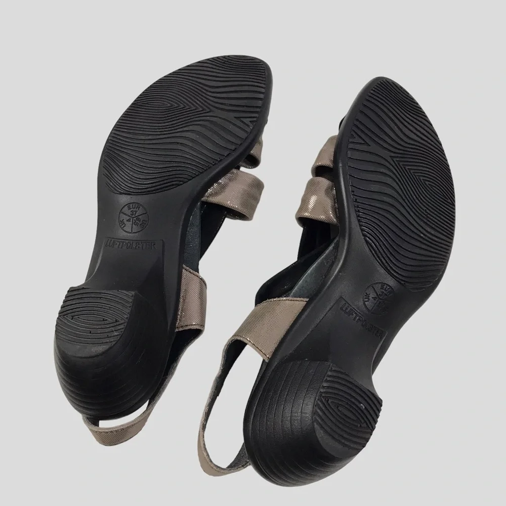 Ara Womens Slingback Sandals black Metallic Leather Size US 6.5